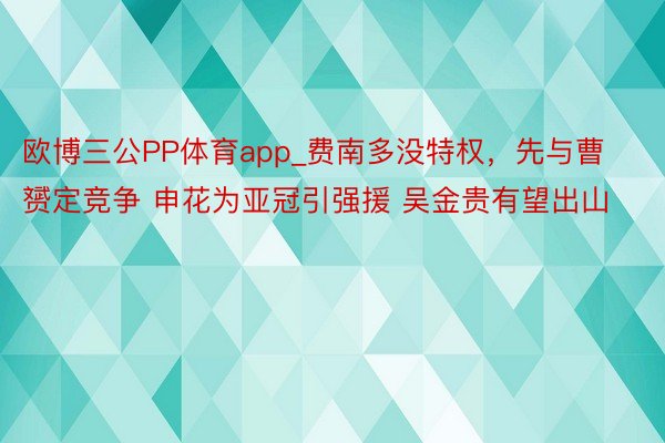 欧博三公PP体育app_费南多没特权，先与曹赟定竞争 申花为亚冠引强援 吴金贵有望出山