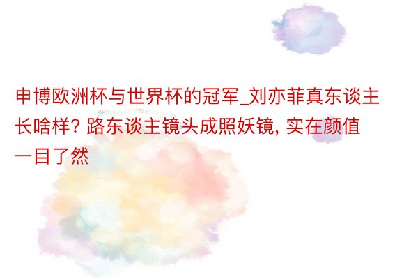 申博欧洲杯与世界杯的冠军_刘亦菲真东谈主长啥样? 路东谈主镜头成照妖镜, 实在颜值一目了然